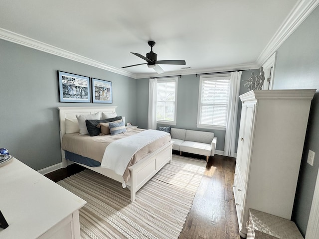 82 Addison Ave, Franklin, TN 37064 - bedroom featuring crown molding, wood finished floors, baseboards, and ceiling fan
