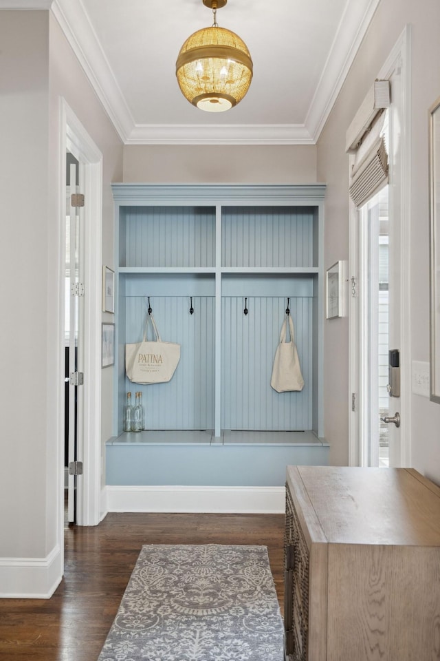 82 Addison Ave, Franklin, TN 37064 - mudroom with dark wood-style floors and crown molding
