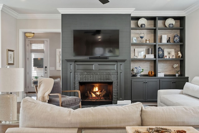 82 Addison Ave, Franklin, TN 37064 - living room with a brick fireplace and crown molding