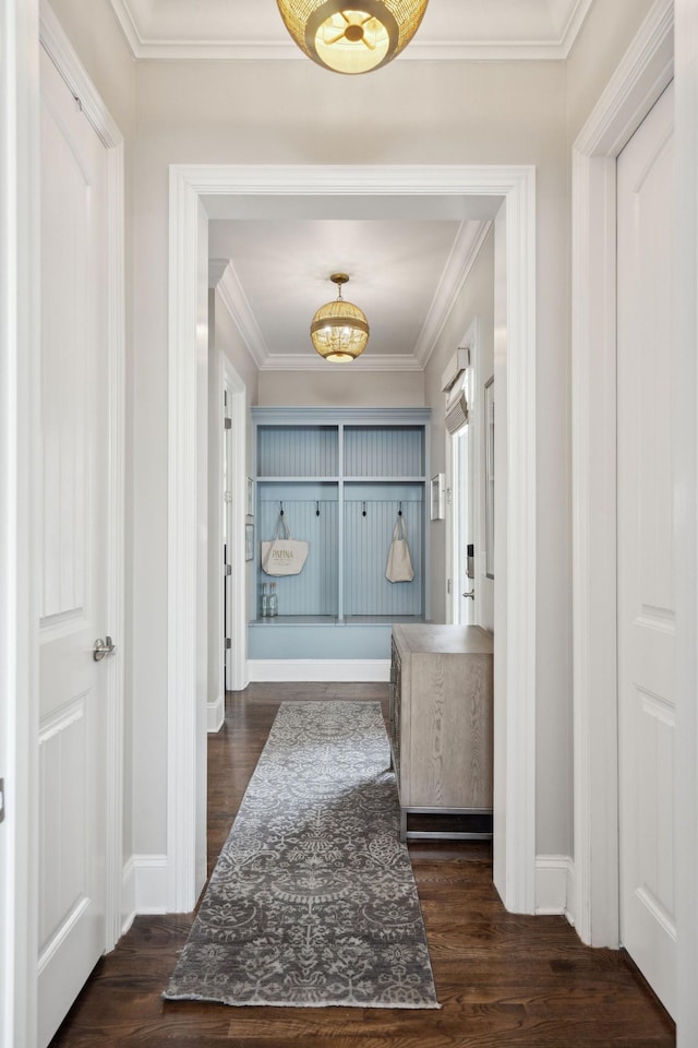 82 Addison Ave, Franklin, TN 37064 - hallway featuring crown molding and dark wood finished floors