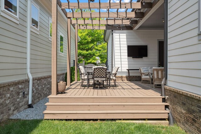 82 Addison Ave, Franklin, TN 37064 - deck featuring outdoor dining space and a pergola