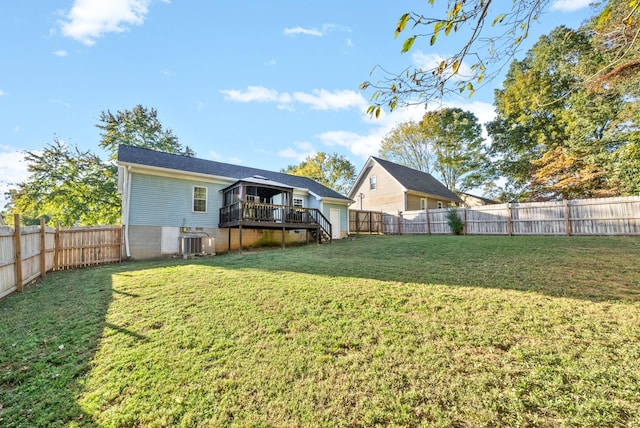 517 Ginkgo Dr, Clarksville, TN 37042 - view of yard featuring central AC unit, a deck, and stairs