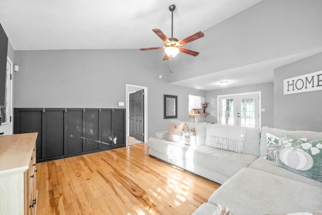 517 Ginkgo Dr, Clarksville, TN 37042 - living area with ceiling fan, light wood-type flooring, french doors, and lofted ceiling