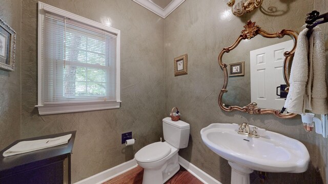 103 Doral Ln, Hendersonville, TN 37075 - bathroom featuring toilet, a sink, wood finished floors, baseboards, and ornamental molding