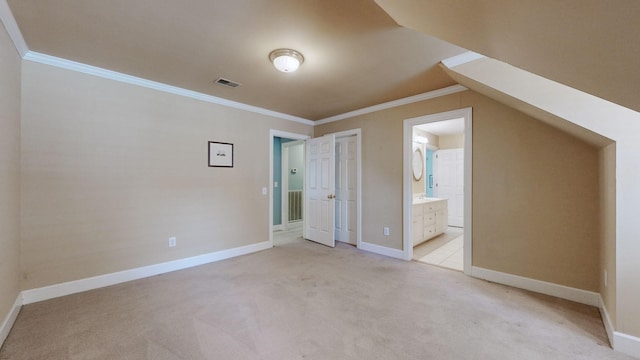 103 Doral Ln, Hendersonville, TN 37075 - unfurnished bedroom featuring light carpet, crown molding, baseboards, and ensuite bathroom