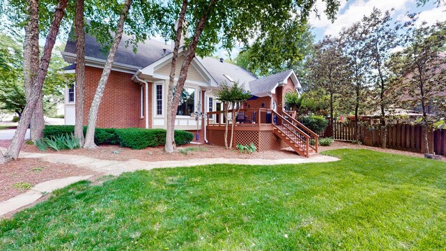 103 Doral Ln, Hendersonville, TN 37075 - rear view of property featuring stairway, a wooden deck, and brick siding