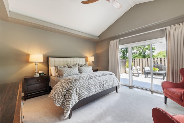 143 Prospect Hl, Nashville, TN 37205 - carpeted bedroom featuring access to outside, lofted ceiling, and a ceiling fan