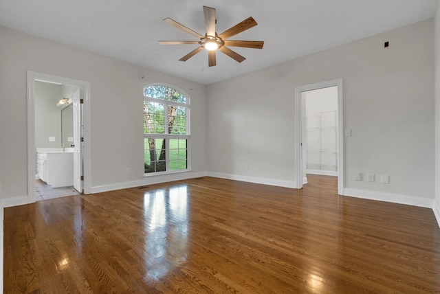 3840 SE Tater Peeler Rd, Lebanon, TN 37090 - empty room with ceiling fan, wood finished floors, and baseboards