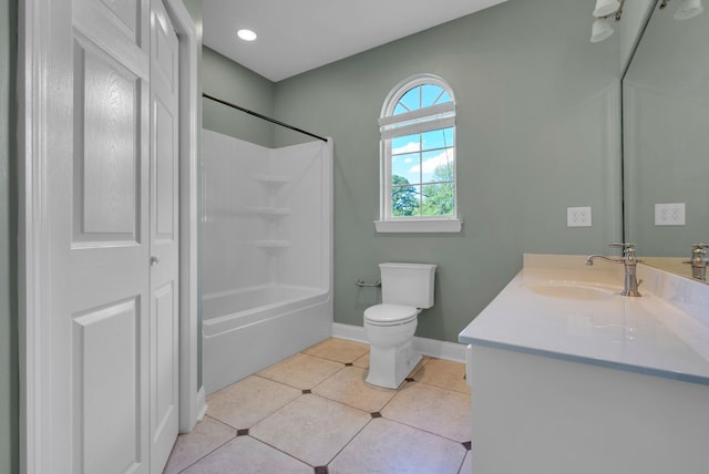 3840 SE Tater Peeler Rd, Lebanon, TN 37090 - full bath with vanity, tub / shower combination, baseboards, toilet, and tile patterned floors
