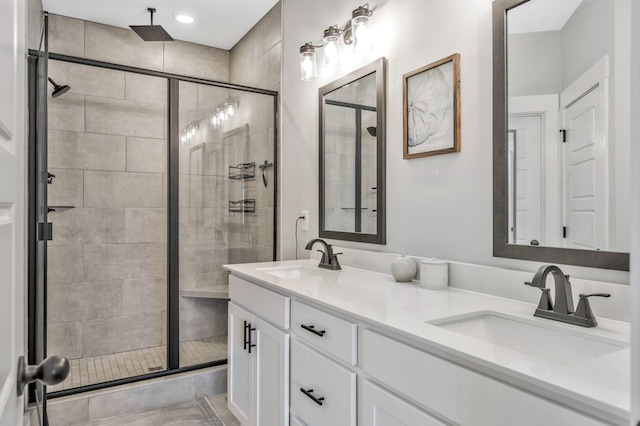 1114 Johnson St, Burns, TN 37029 - bathroom featuring a shower stall and double vanity