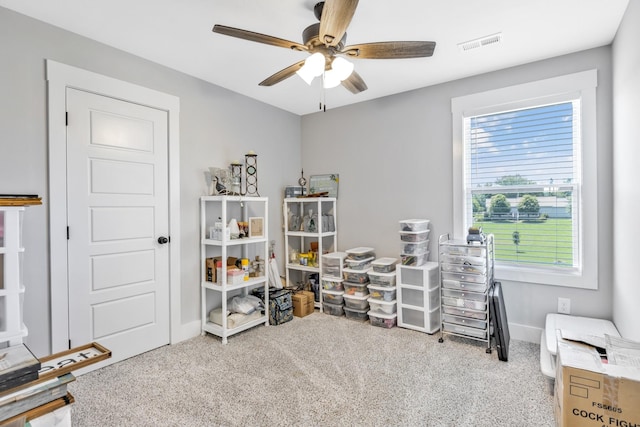 1114 Johnson St, Burns, TN 37029 - miscellaneous room with a ceiling fan, carpet flooring, and baseboards