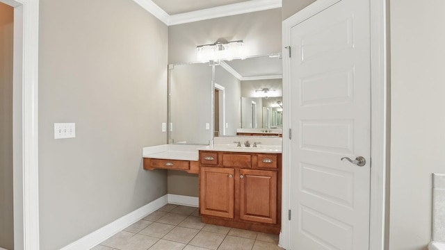 1023 Fitzroy Cir, Spring Hill, TN 37174 - bathroom featuring ornamental molding, tile patterned flooring, and vanity