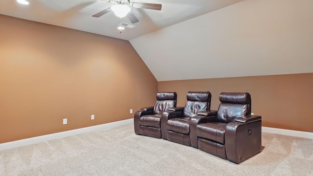 1023 Fitzroy Cir, Spring Hill, TN 37174 - carpeted home theater with ceiling fan and lofted ceiling