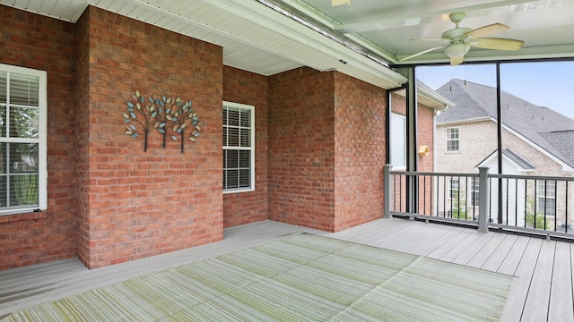 1023 Fitzroy Cir, Spring Hill, TN 37174 - unfurnished sunroom with a ceiling fan and beam ceiling