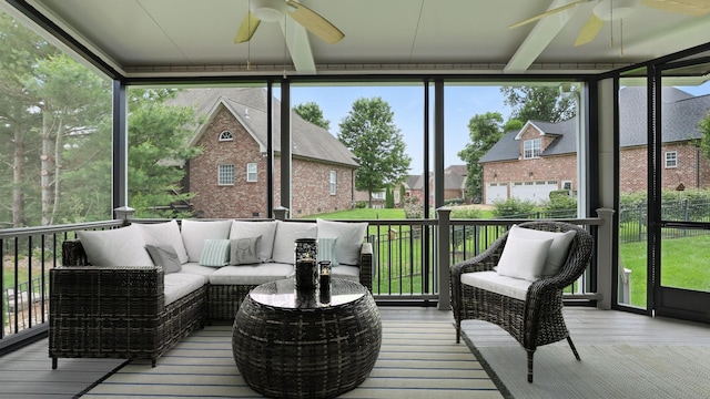 1023 Fitzroy Cir, Spring Hill, TN 37174 - sunroom / solarium featuring ceiling fan and healthy amount of natural light
