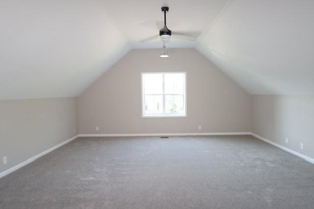 6356 Paddington Way, Antioch, TN 37013 - bonus room featuring vaulted ceiling, carpet flooring, a ceiling fan, and baseboards