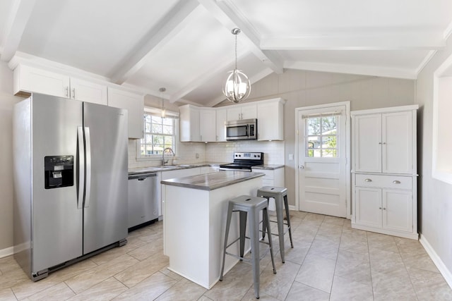 915 Tulip Cir, Gallatin, TN 37066 - kitchen featuring appliances with stainless steel finishes, plenty of natural light, backsplash, and white cabinets