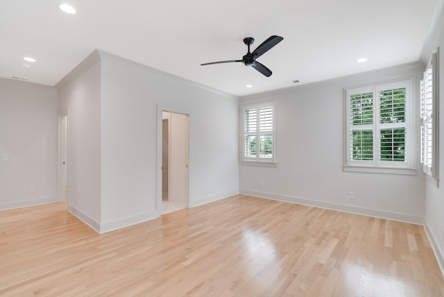 674B Westboro Dr, Nashville, TN 37209 - empty room featuring light wood finished floors, recessed lighting, ceiling fan, and baseboards