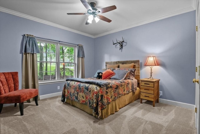 7244 Knottingham Dr, Fairview, TN 37062 - bedroom with baseboards, ornamental molding, carpet floors, and a ceiling fan