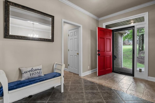 7244 Knottingham Dr, Fairview, TN 37062 - entrance foyer with ornamental molding, a chandelier, and baseboards