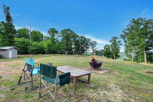 3155 Pigeon Spur Rd, Tracy City, TN 37387 - view of green lawn with an outdoor fire pit