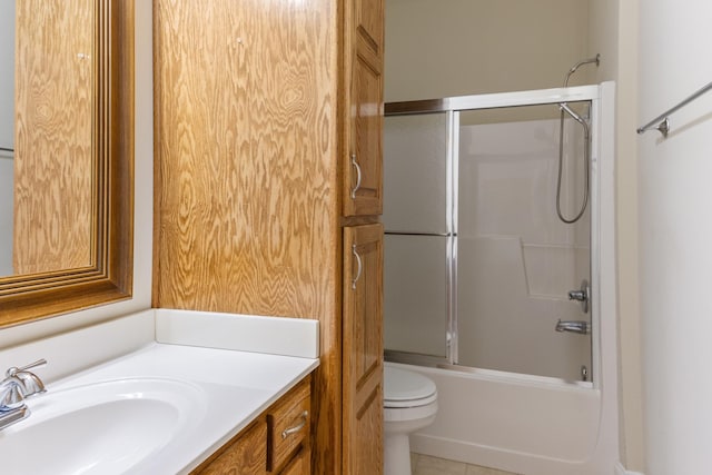 318 Tulip Tree Trl, Estill Springs, TN 37330 - bathroom with vanity, enclosed tub / shower combo, and tile patterned floors
