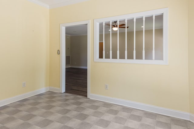 318 Tulip Tree Trl, Estill Springs, TN 37330 - spare room featuring crown molding, ceiling fan, and tile patterned floors