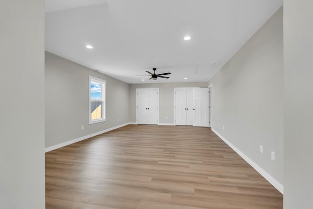 2600 Spring Arbor Ct, Cookeville, TN 38501 - unfurnished living room with a ceiling fan, recessed lighting, attic access, baseboards, and light wood finished floors