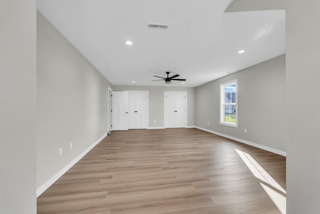 2600 Spring Arbor Ct, Cookeville, TN 38501 - unfurnished living room featuring a ceiling fan, recessed lighting, baseboards, and light wood-type flooring
