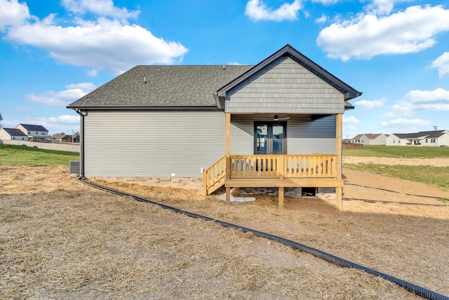 2600 Spring Arbor Ct, Cookeville, TN 38501 - back of property with a deck, a shingled roof, and french doors
