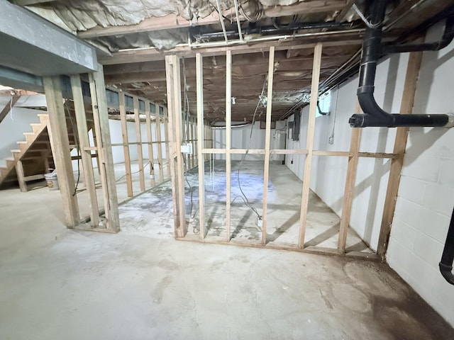 551 Maple Ter, Lafayette, TN 37083 - unfinished basement featuring stairway