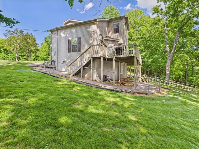 21 Heron Pt, Cadiz, KY 42211 - rear view of house with a wooden deck and stairway