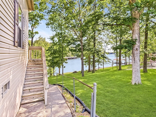 21 Heron Pt, Cadiz, KY 42211 - view of grassy yard featuring a water view and stairs