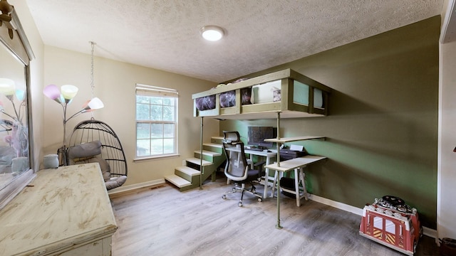 3507 Watts Ln, Murfreesboro, TN 37127 - office featuring baseboards, a textured ceiling, and wood finished floors