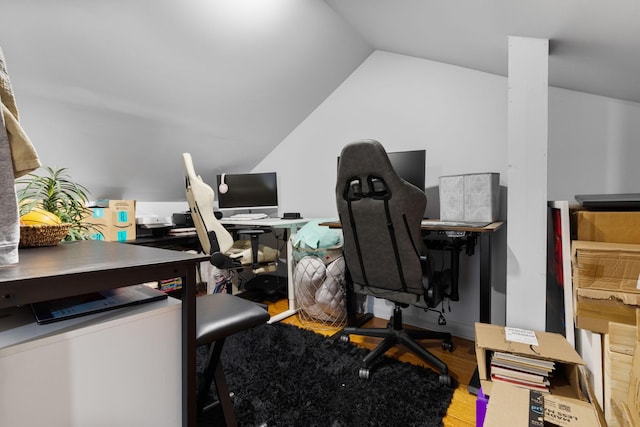 515 S Cedar Ln, Pulaski, TN 38478 - home office with wood finished floors and lofted ceiling