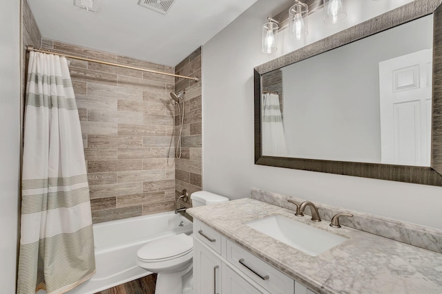 5839 Brentwood Trce, Brentwood, TN 37027 - full bath with toilet, vanity, shower / tub combo, and wood finished floors