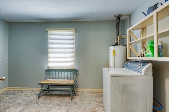 2023 Denise Dr, Columbia, TN 38401 - laundry area featuring washer / dryer, gas water heater, and baseboards