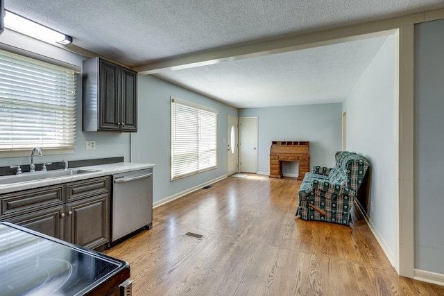 2023 Denise Dr, Columbia, TN 38401 - kitchen with stainless steel dishwasher, a sink, light wood-style floors, range with electric cooktop, and light countertops