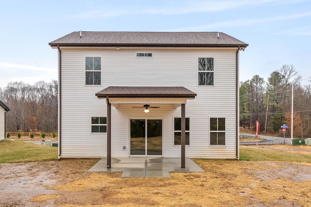 193 Dewberry Ct, Clarksville, TN 37042 - back of house featuring a patio area, ceiling fan, and a shingled roof