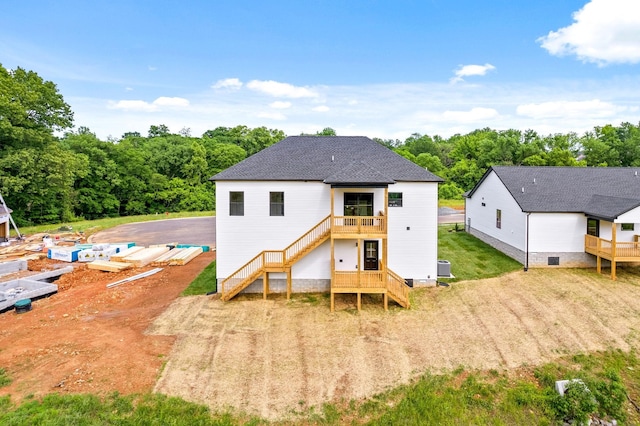 197 Dewberry Ct, Clarksville, TN 37042 - rear view of house featuring stairs and central air condition unit