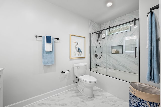 1619 Edgewood Dr, Lebanon, TN 37087 - bathroom with toilet, shower / bath combination with glass door, marble finish flooring, baseboards, and vanity