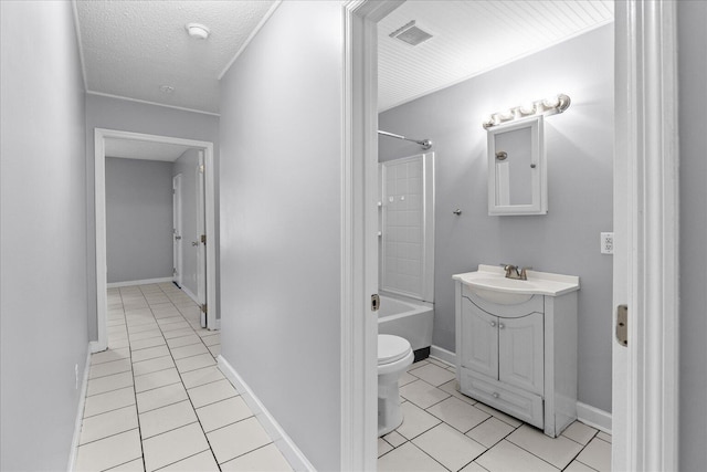724 Shelly Ln, Rossville, GA 30741 - bathroom featuring tile patterned flooring, vanity, shower / bathtub combination, and a textured ceiling