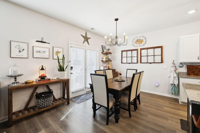 1006 Pepper Stone Dr, Lebanon, TN 37087 - dining space featuring a chandelier, dark wood-type flooring, and baseboards