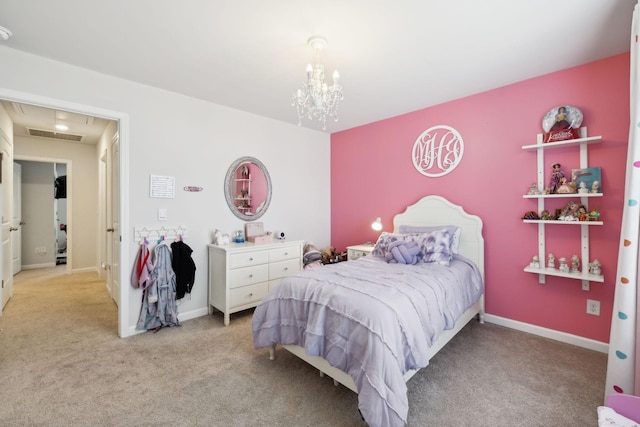 1006 Pepper Stone Dr, Lebanon, TN 37087 - bedroom featuring light carpet, attic access, a chandelier, and baseboards