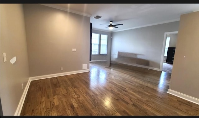 4316 Summercrest Blvd Unit 519, Antioch, TN 37013 - unfurnished room with ornamental molding, dark wood finished floors, baseboards, and ceiling fan