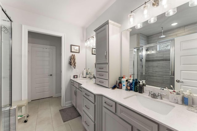 134 Wynfield Blvd, Mount Juliet, TN 37122 - full bath with a shower stall, double vanity, and tile patterned flooring