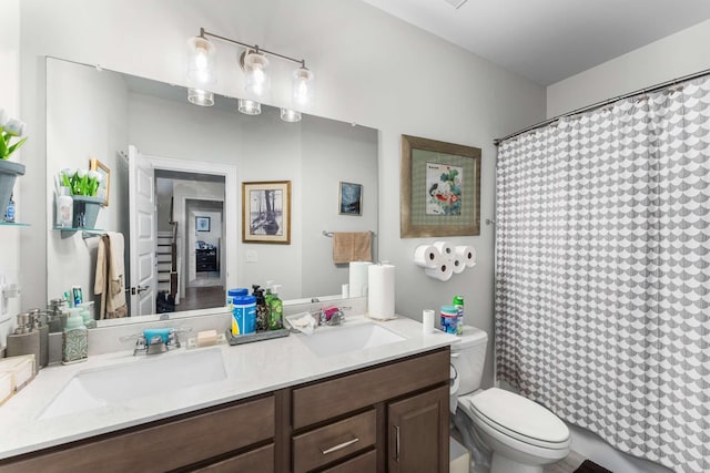 134 Wynfield Blvd, Mount Juliet, TN 37122 - full bath with double vanity, toilet, and a shower with shower curtain