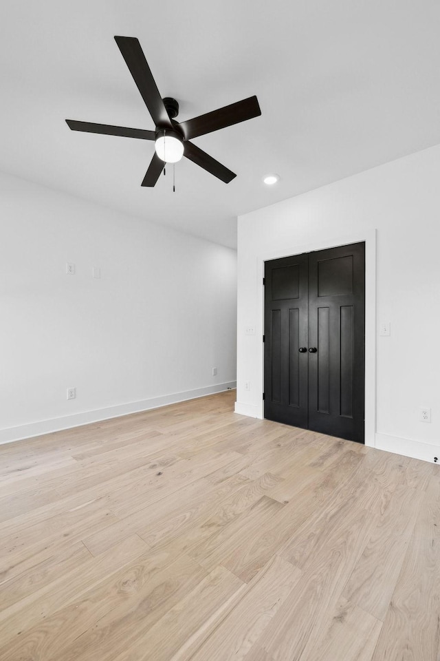 827 Oconner St, Smithville, TN 37166 - unfurnished bedroom featuring light wood finished floors, recessed lighting, baseboards, and a ceiling fan