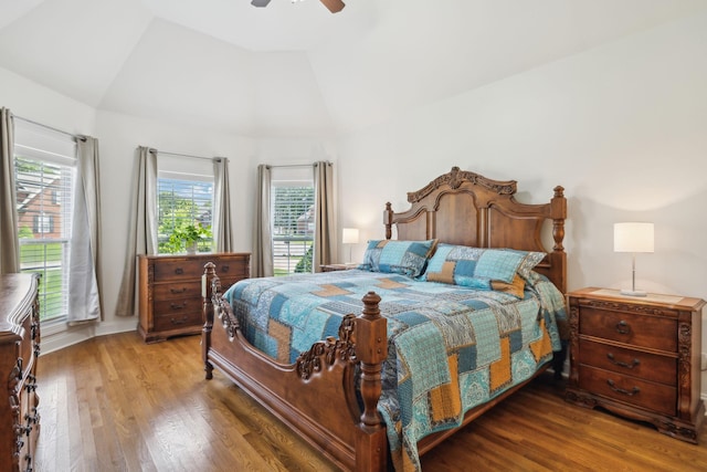 5405 Cliffstone Dr, Smyrna, TN 37167 - bedroom featuring lofted ceiling, wood finished floors, a ceiling fan, and baseboards