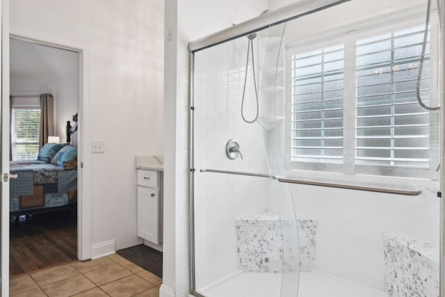 5405 Cliffstone Dr, Smyrna, TN 37167 - bathroom with ensuite bathroom, a shower stall, tile patterned flooring, and vanity
